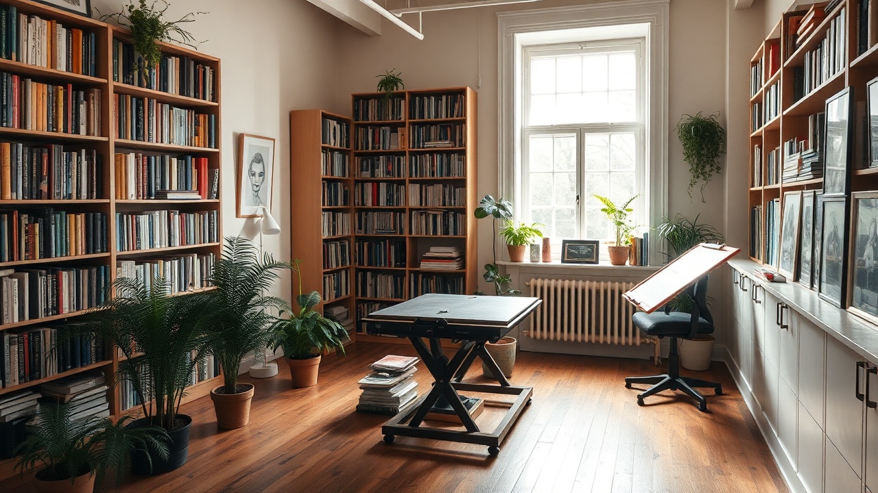 Interior shot of the Veriflow studio workspace with plants and writing materials